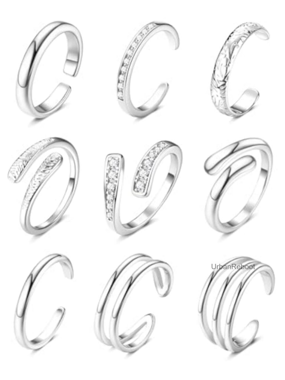 14K Gold Filled Toe Rings Set Adjustable Non Tarnish Summer Beach Jewelry
